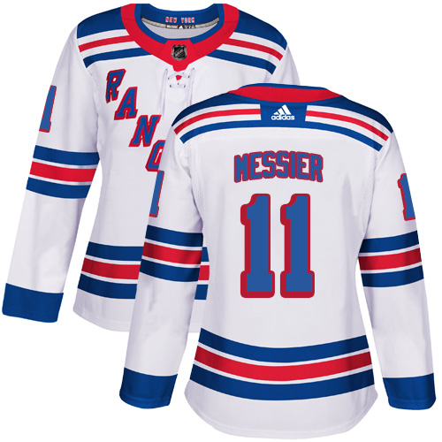 Adidas Rangers #11 Mark Messier White Road Authentic Women's Stitched NHL Jersey